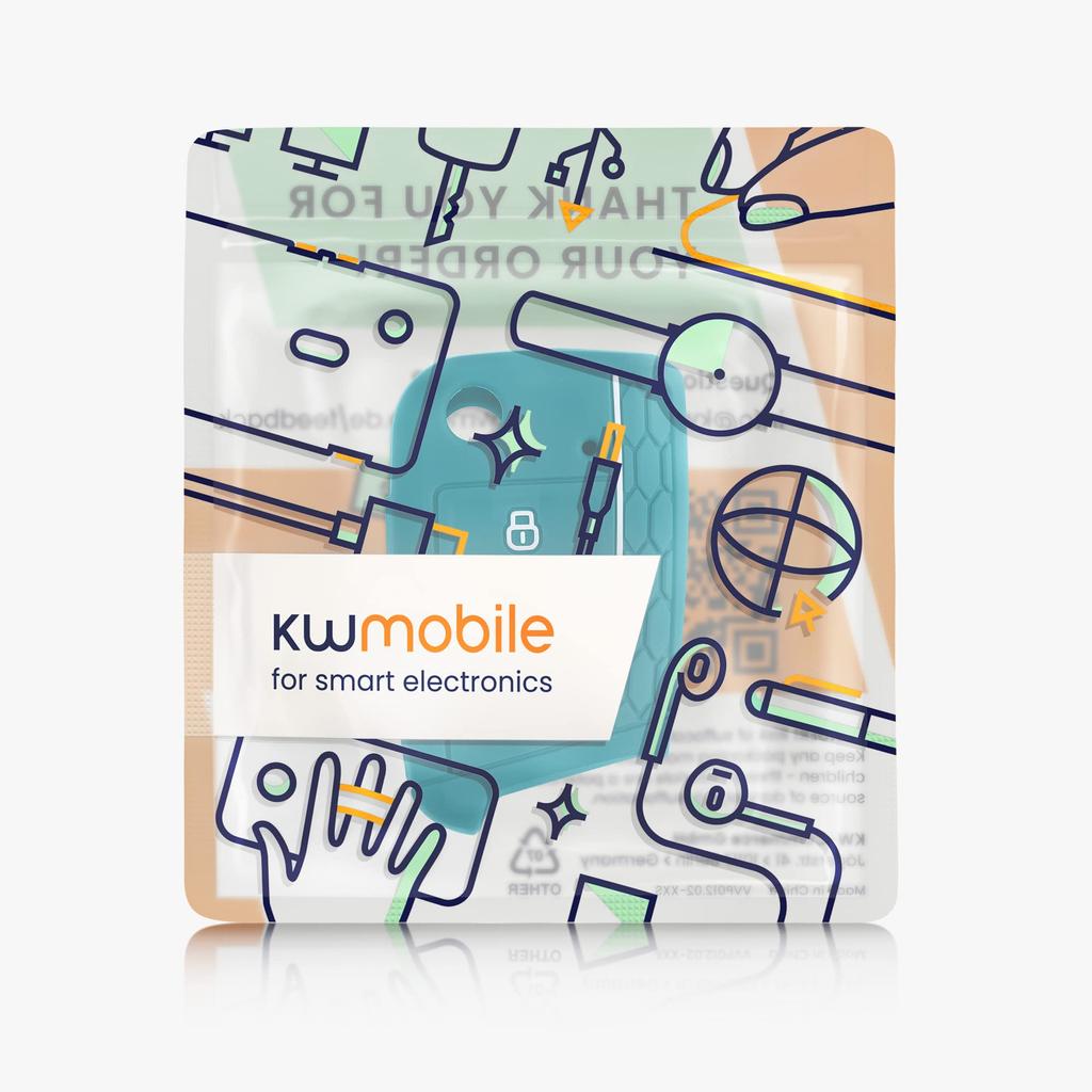 kwmobile Чехол для ключа совместим с: Чехол для автомобильного ключа VW Golf 7 MK7 с 3 кнопками - защитный чехол для автомобильного ключа, силиконовый чехол для автомобильного ключа цвета нефрита/белого цвета