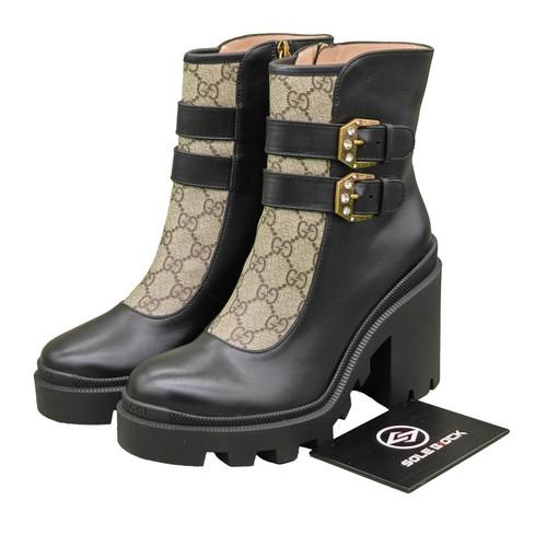 Gucci Женские ботильоны из кожи GG Supreme 7 см Черные 701100 UVV20 1182