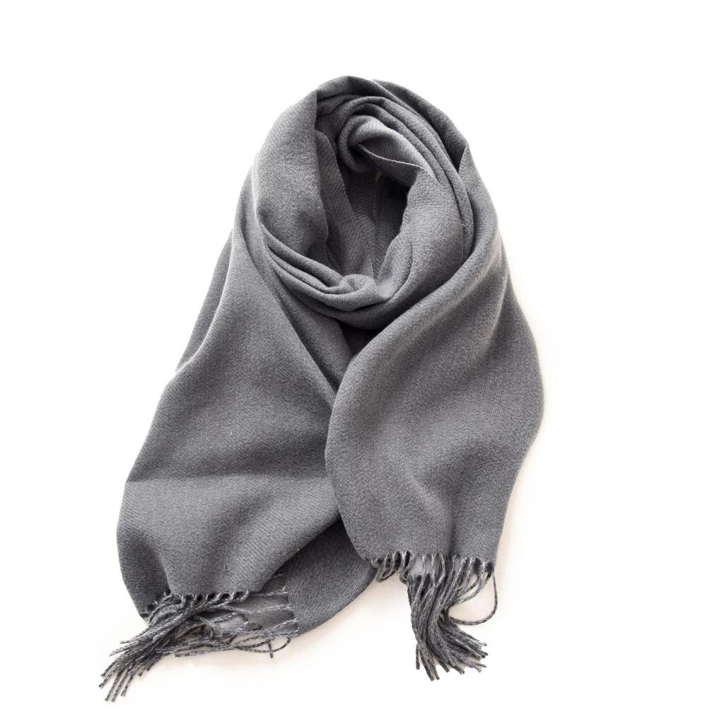Double Sided Solid Color Scarf For Women's Winter Imitation Cashmere Warm Tassels