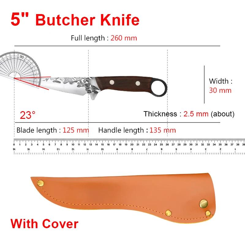 Нож для разделки мяса, топор для мяса, фруктов, овощей, кухонные ножи, лезвие из нержавеющей стали, деревянная ручка, кованый нож ручной работы
