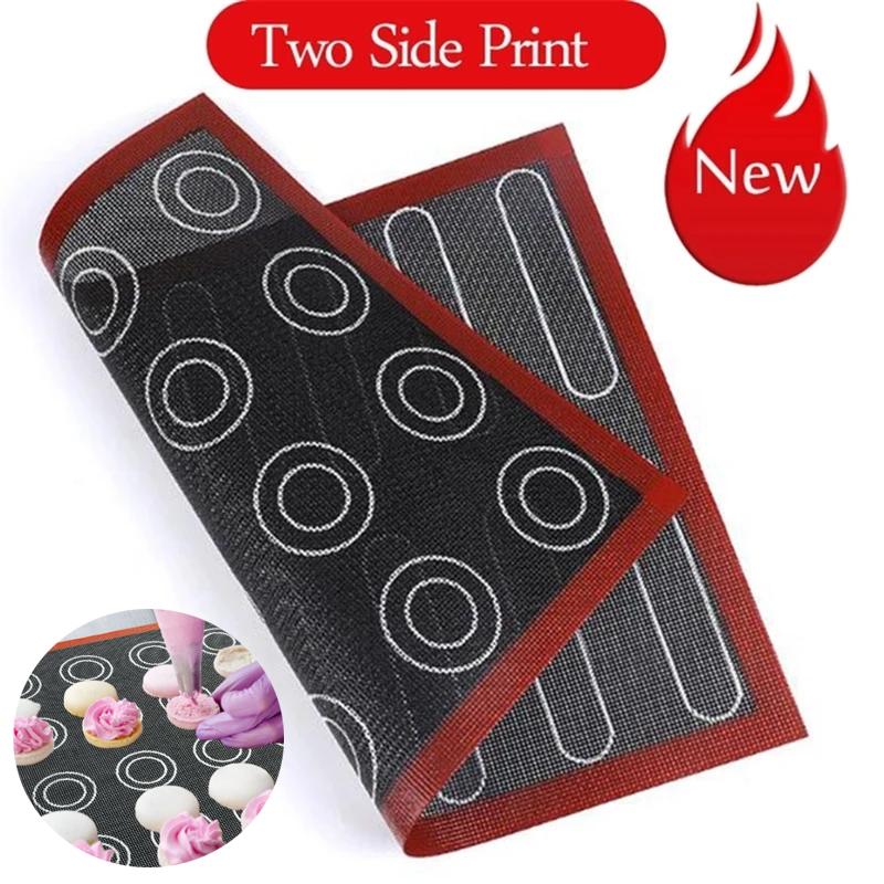 Толстый силиконовый коврик для выпечки макаронс и пирожных, 30x40 см, двусторонний, с одним рисунком, антипригарный, для духовки, перфорированный лист-вкладыш