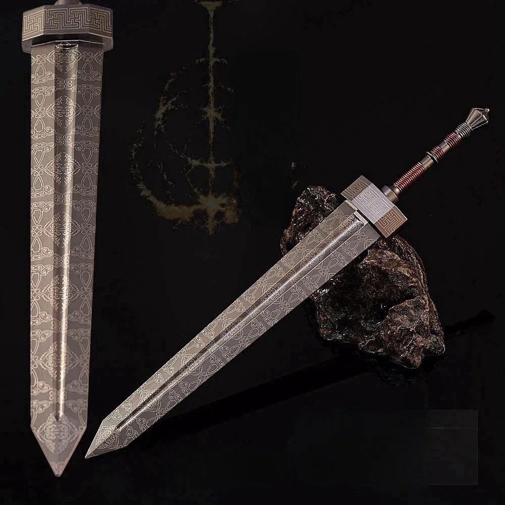 22/30 см Металлическая катана из Elden Ring Аниме Дамасский меч Мини-нож Ниндзя Клинок Полноразмерная японская катана Самурайский сабля Игрушка Подарок