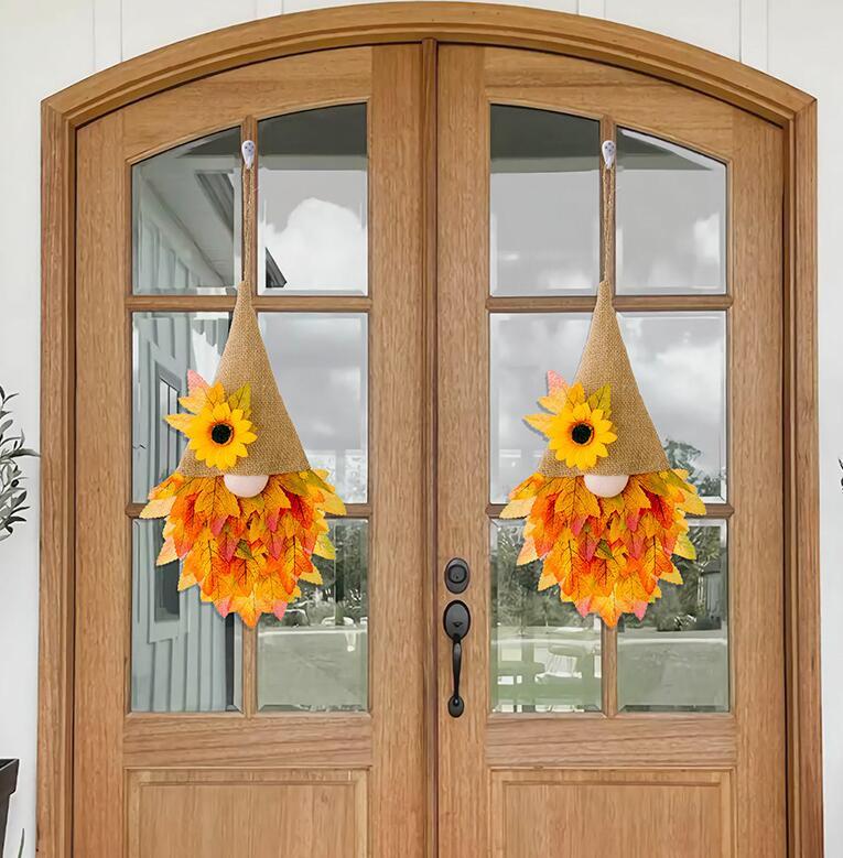 Кленовый лист, искусственный лист, гном, цветок, шляпа, кулон, украшение для окна на День Благодарения, украшения для Хэллоуина