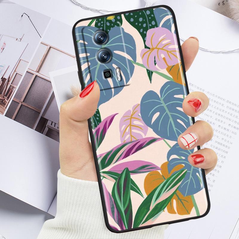 Vintage Flower Leaves For Xiaomi Redmi 9A 9C 9AT 10C 9 9T 10 12C 13C 8 12 K60 A1 K50 K40 5G Black Soft Phone Case