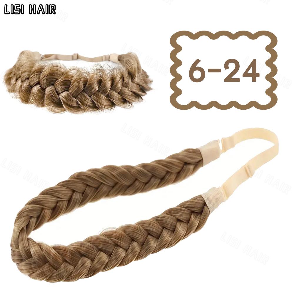 XINRAN Synthetic Elastic Braided Hair Band Extensions Classic Chunky Wide Fluffy Braids Wig For Women Daily Accessory