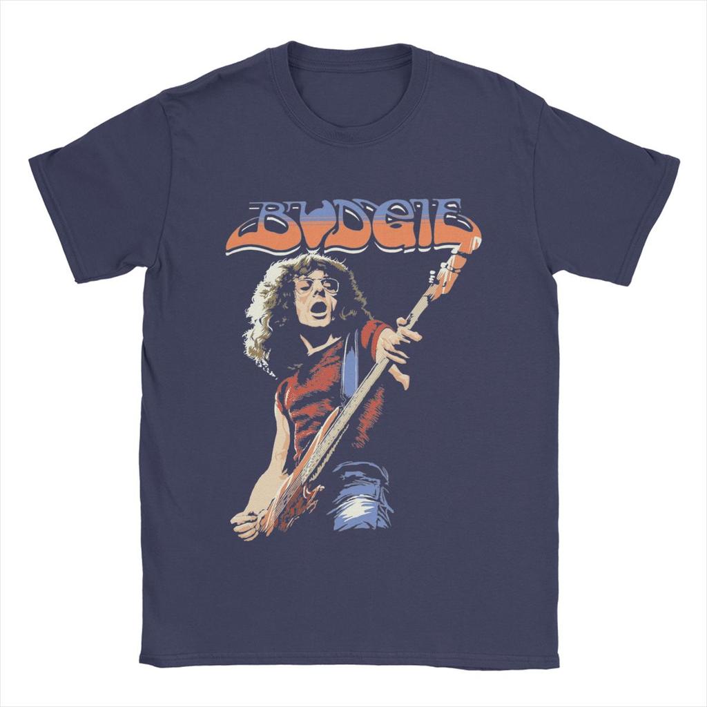 Футболка Budgie Band Burke Shelley Guitar Мужская Хлопковая Смешная Футболка Футболки с Круглым Вырезом Топы с Коротким Рукавом Большого Размера