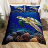 Kids Sea Turtle Duvet Cover Set Queen King Size Ocean Bedding Set Boys Girls Teens Women Men Bedroom Decor 3 Piece Set