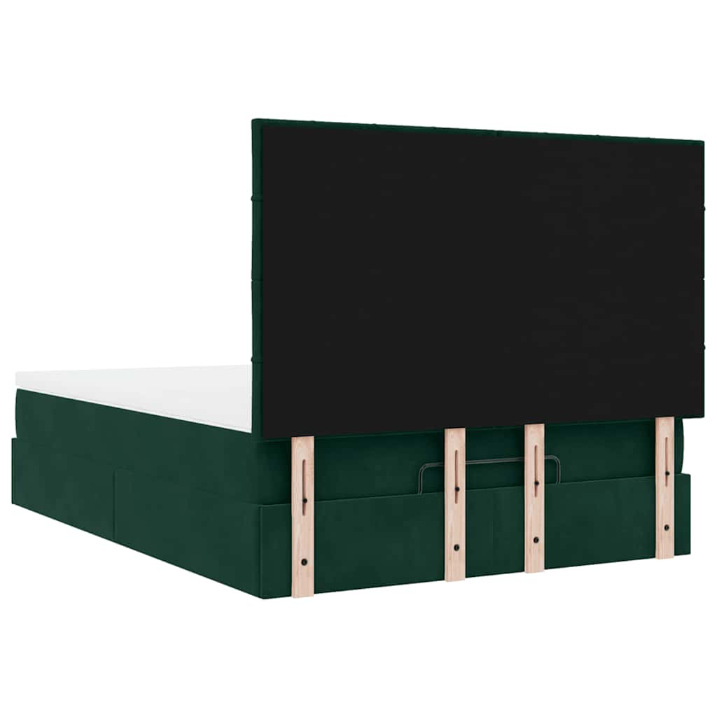 Enjoy a restful night s sleep with this Ottoman bed with mattress in dark green 140 x 190 cm velvet fabric