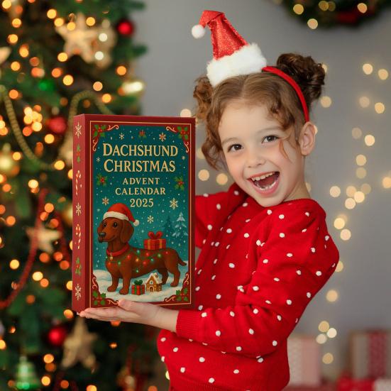 2025 Рождественский адвент-календарь Такса 24 дня Акриловое украшение на собачью тематику Обратный отсчет Уникальный подарок