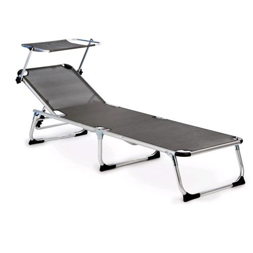 Garden Lounger With Sun Canopy - Adjustable