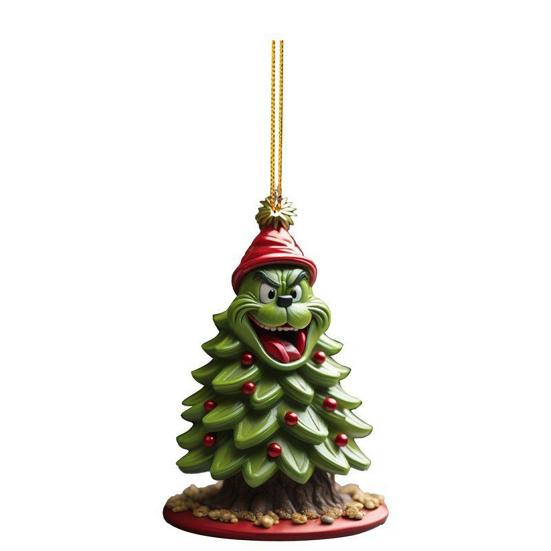 Зеленый Эльф Рождественская Елочная Игрушка 2D Плоский Акриловый Шар для Зеркала Заднего Вида Автомобиля Мультяшный Эльф Рождественская Елка Подвеска для Праздничной Елки Окна Настенный Декор