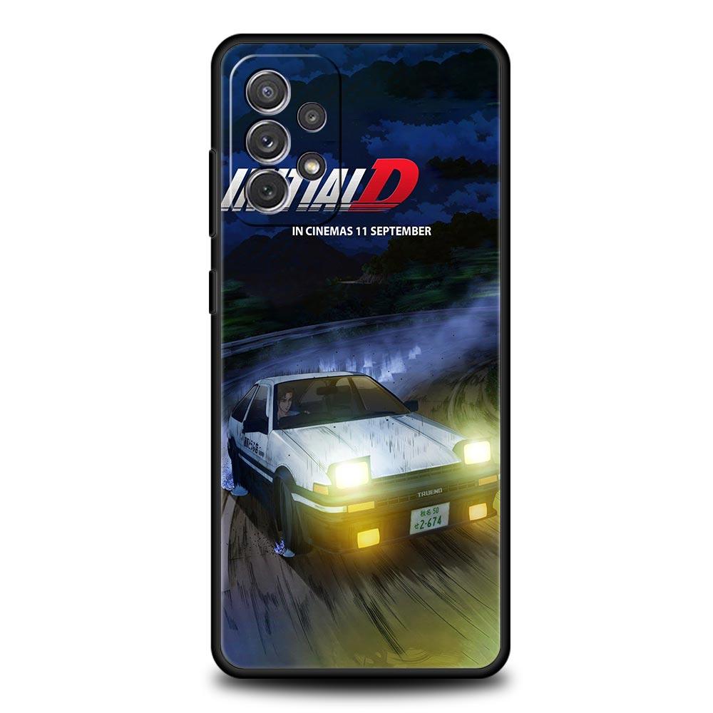 Initial D Car Phone Case for Samsung Galaxy A55 A35 A17 A07 A15 A13 A25 A51 A71 A72 A73 A32 A52 A52S A41 5G Soft TPU Shell Capas