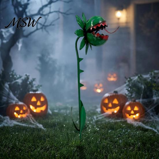 Fun Floral Garden Stakes Venus Flytrap Stake, Metal Carnivorous Plant Yard Decor, Weird Gothic Whimsical Art for Walkways Decor Outdoor Patio