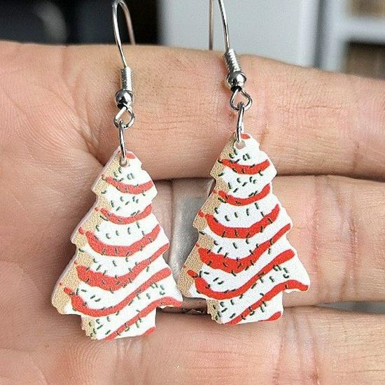 Cross-Border Acrylic Snowflake Earrings - Retro Design for Christmas Party