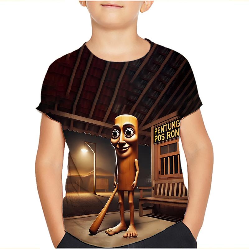 Тунг Тунг Тунг Сахур Мем Футболки Bombardiro Crocodilo Детские Мальчики Девочки Футболка Тралалеро Тралала Футболки с коротким рукавом Топы