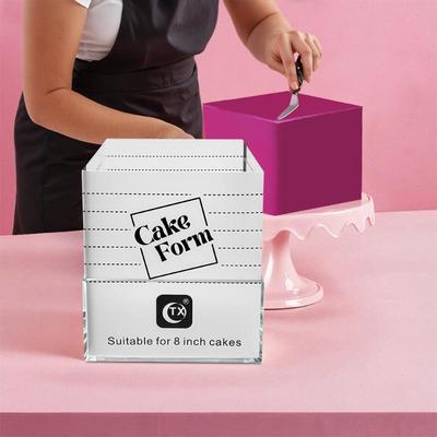 Регулируемая квадратная форма-кольцо для торта, выдвижное кольцо для мусса и выпечки со шкалой, акриловые многоразовые инструменты для выпечки и украшения торта