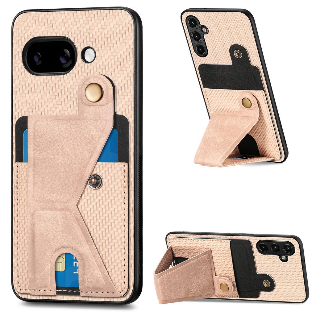 For Google Pixel 9a Case with K-Shaped Kickstand Leather Phone Back Cover