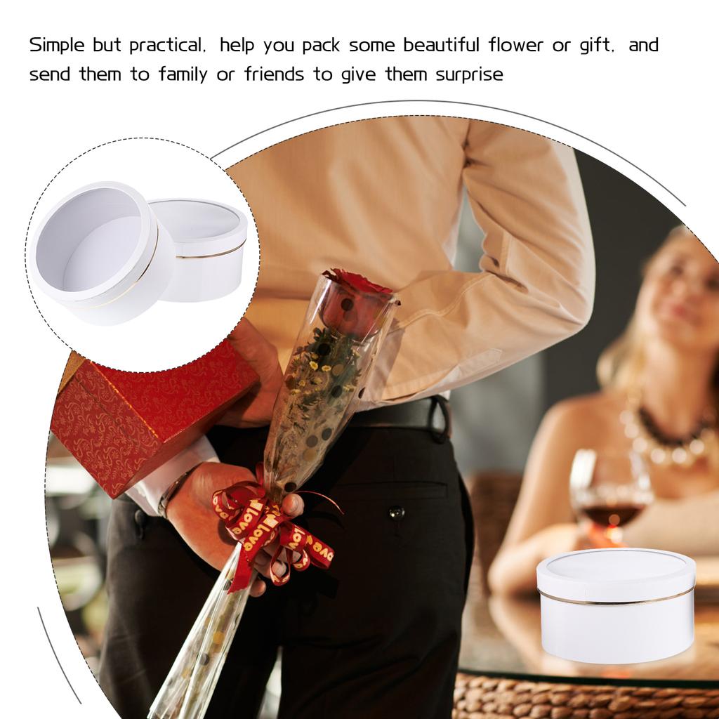 2 шт. Круглая подарочная упаковка с коробками с отверстиями типа «окно» для цветочных композиций, цветочный сувенир, белый