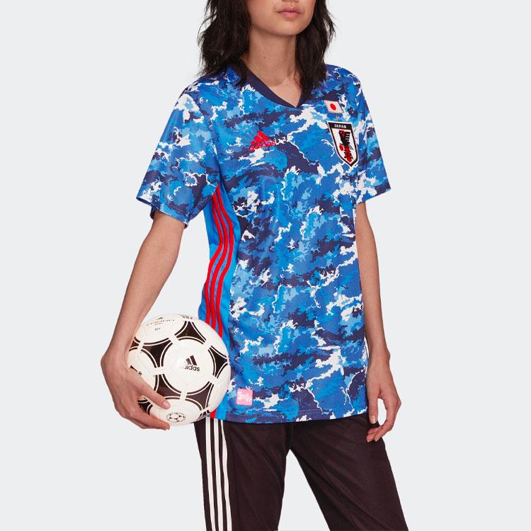 Adidas Футболка с коротким рукавом и V-образным вырезом Japan Home Fan Tie-Dye, женская, синяя ED7364