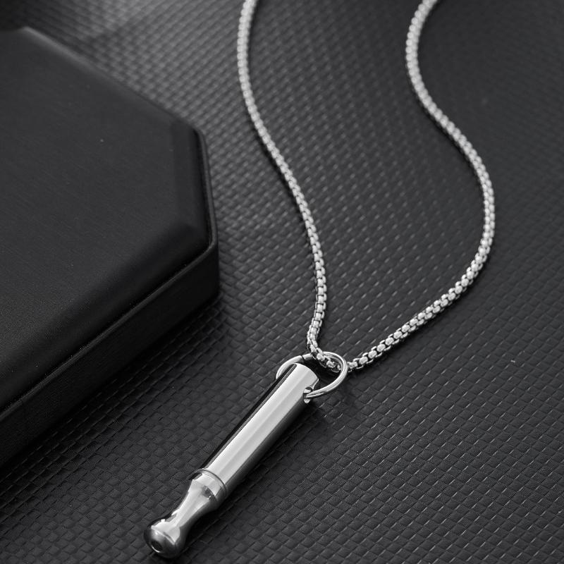 Дыхательная медитация Осознанность Дыхание Ожерелье против курения Свисток из нержавеющей стали Украшение для снятия тревоги