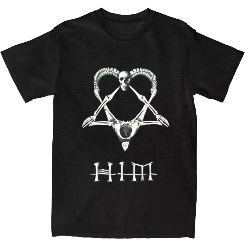 Хип-хоп Рок Футболка Он Группа Ville Valo Heartagram Любовь Металл Футболка Летняя Повседневная Уличная Одежда Принт Хлопок Короткий Рукав Унисекс
