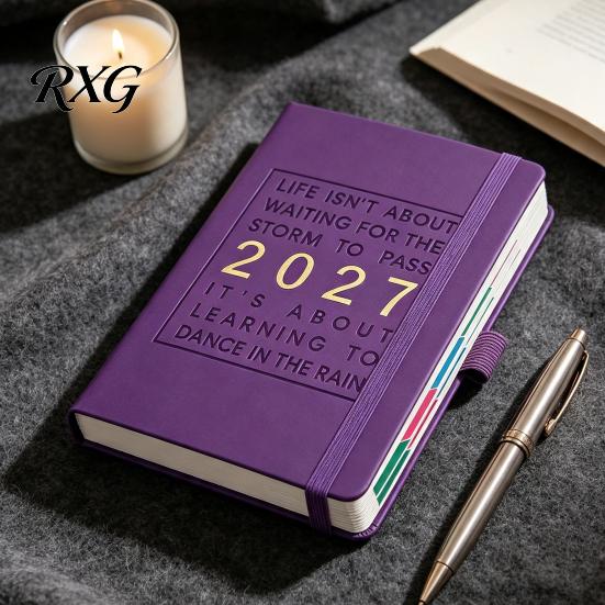 High Capacity Notebook for Journaling 2027 English Weekly Planner A5, 320 Page Schedule with Elastic Yearly Journal Students Band & Pen Holder,