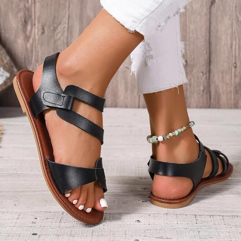 Большие размеры обуви женские с открытым носком женские сандалии для отдыха на открытом воздухе повседневные сандалии женские с круглым носком плоские туфли женские Zapatos Mujer