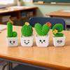 4Pcs/Set Mini Potted Cactus Ornament Cartoon Expression LOVE Shape Cactus Planter Pot Statue Figurine