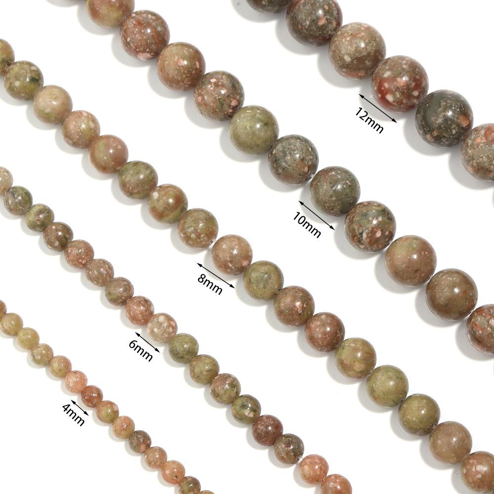 Унакитовый камень, круглые каменные бусины, 15 дюймов, подвески для изготовления ювелирных изделий, 4, 6, 8, 10, 12 мм, модные аксессуары, сделай сам