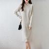Women Sweater Dress 100% Wool TIDENOVEL Turn-down Collar Knit Long Pullover Winter Jumpers Wool Long Dress Female