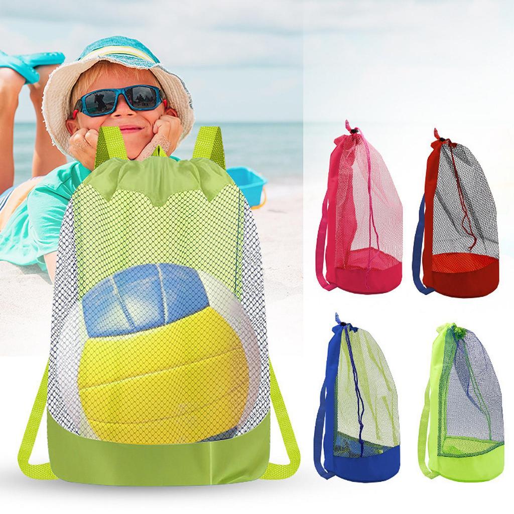 Mesh Beach Bag Tote Travel Storage Pouch for Water Sports Hiking Green
