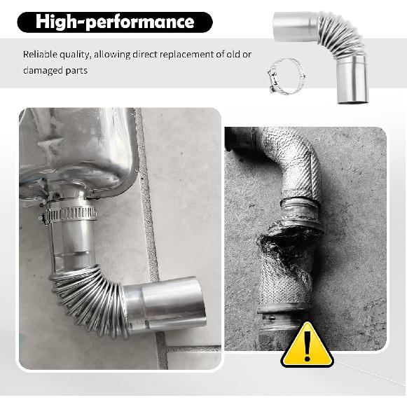 2PCS Diesel Heater Exhaust Pipe,24mm Elbow with Clamps | Stainless Steel Flexible Hose,Universal Diesel Heater Parts,90° Elbow for