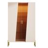 LED-Illuminated Glass Cabinet 72 x 40 x 145 cm, with Asymmetrical Tempered Glass Door, 3 Glass Shelves, Metal Handle and Feet, as Display Cabinet