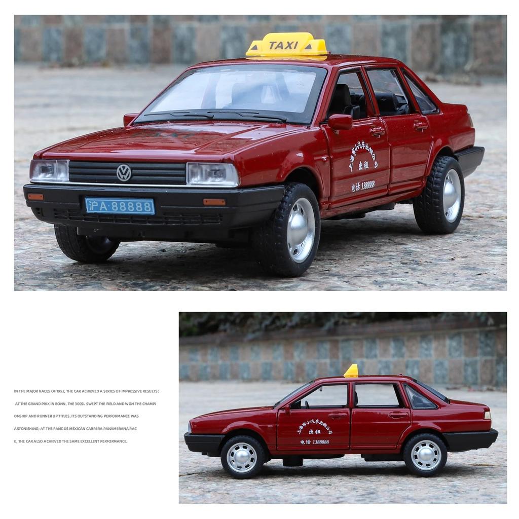 1/32 Volkswagen Santana Такси Металлическая Литая Модель Автомобиля Домашний Декор Коллекционные Предметы Миниатюрный Высокодетализированный Транспорт Праздничный Подарок