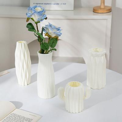 Пластиковая ваза в скандинавском стиле, современный кремовый полосатый цветочный горшок, имитация керамической цветочной композиции, украшение для гостиной
