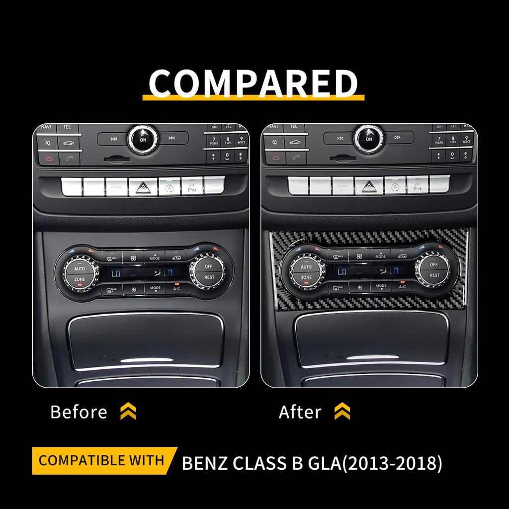 Carbon Fiber AC Control Panel Frame for Mercedes A B CLA GLA Class W169 W245 W117 W156, Center Console Trim Sticker Black
