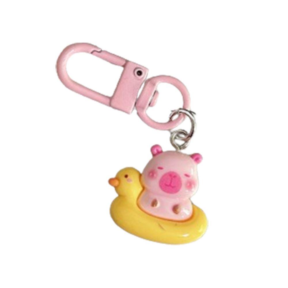 Creative Pink Capybara Keychain Cute Animal Keyring Capybara Bag Hanging  Backpack Decor