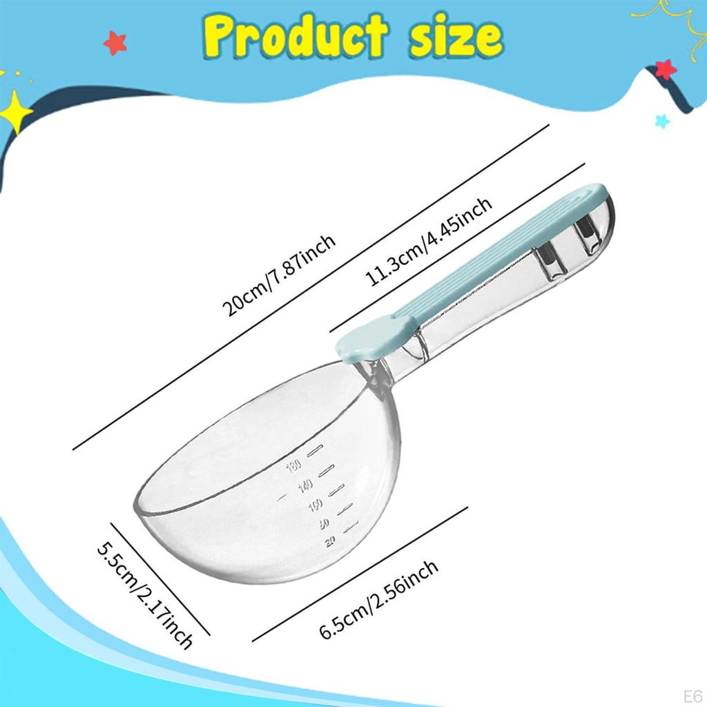 Spoon Ergonomic Handle Clear for Puppy Kitten with Scale Pet Food Measuring Cup Bag Clip