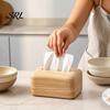 Bedroom Tissue Container Solid Wood Box, Rectangular Wooden Dispenser, Flip Top Sturdy Cover Lid Napkin Case for Living Room And Hotel Natural