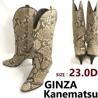 GINZA Kanematsu Длинные сапоги из питона змеиная кожа Размер 23.0D(ИСПОЛЬЗОВАЛ)