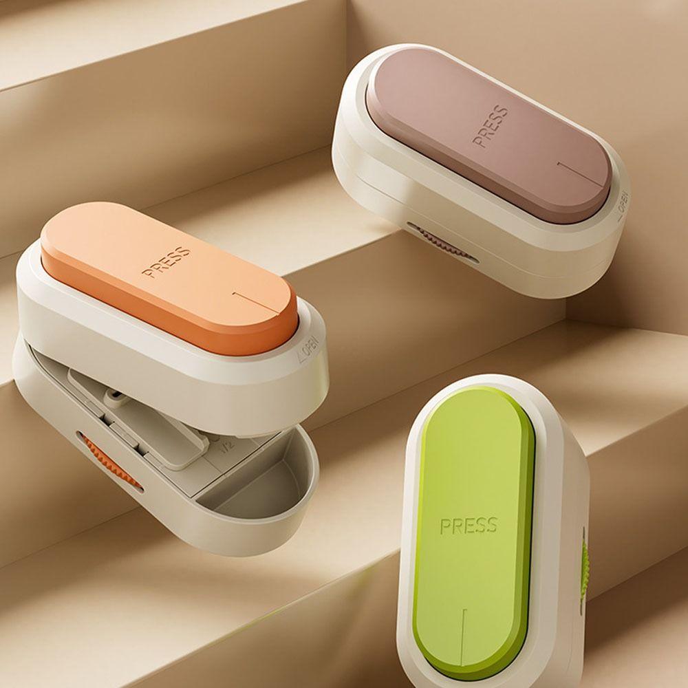 Dustproof Pill Cutter Hidden Blade Drug Tablet Divider Organizer Quartering Pill Divider Adjustable Crusher Divider