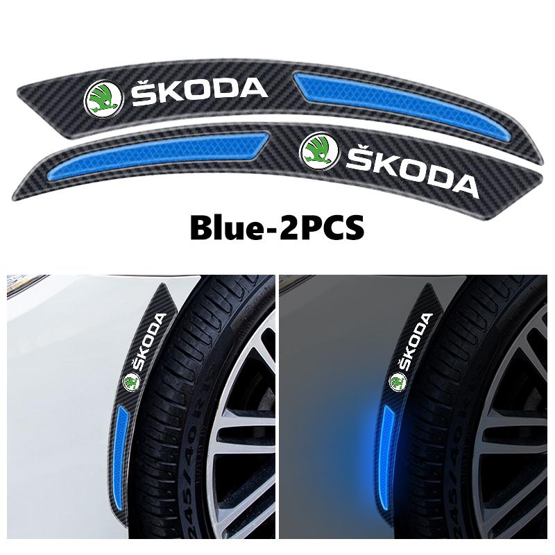 Cycr3 Для Skoda Углеродное волокно Наклейка на колесо автомобиля, накладка на крыло, светоотражающие полосы, предупреждающая полоса-защита Octavia Superb RAPID FABIA