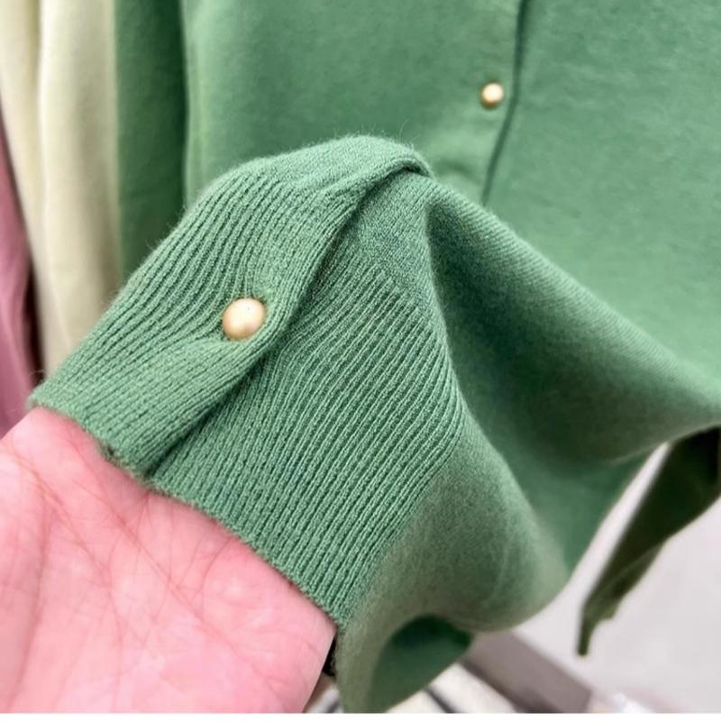 Винтажный круглый вырез свободный длинный рукав вязаный свитер кардиган женские топы осенняя мода верхняя одежда повседневные кардиганы женский однотонный трикотаж куртка 24859