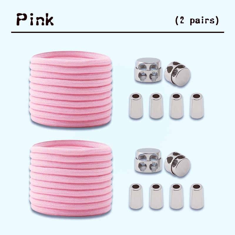 2Set Elastic Laces Sneakers Spring Lock Shoe Laces Without Ties Metal Buckle Laces Round No Tie Shoelaces Shoes Accessories