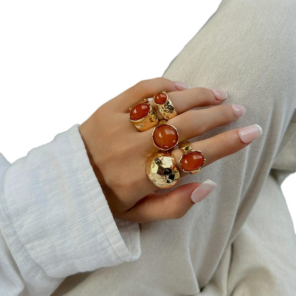 5pcs/7pcs Stackable Opening Rings Set Irregular Retro Metal Ring Chunky Smooth Rings Daily Wear