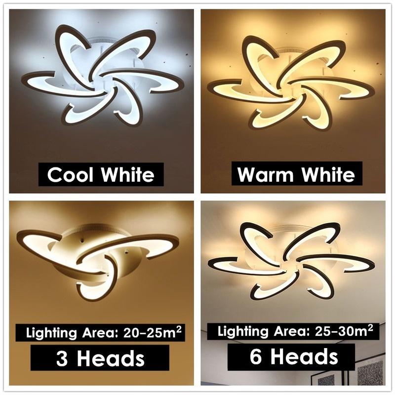 3/6 головки современный акриловый потолочный светильник светодиодные люстры лампа для гостиной спальни домашнее освещение прохладный/теплый белый с регулируемой яркостью