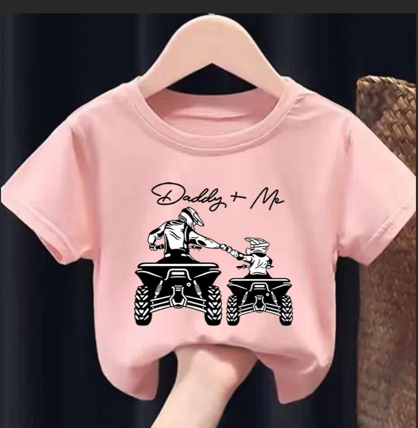 Boy DadMe riding motorcycle pattern summer childrens casual soft and comfortable short sleeved Tshirt