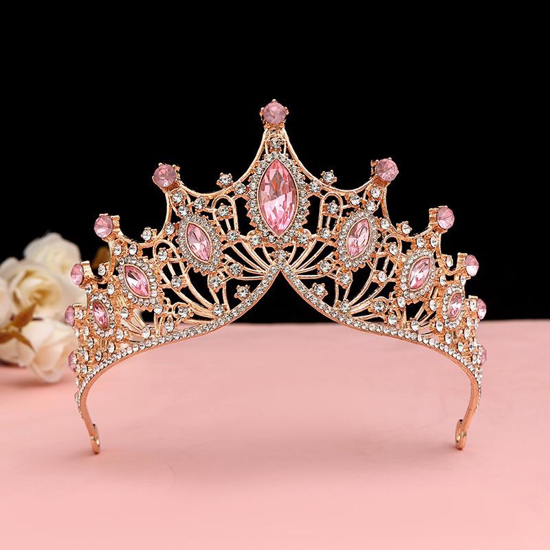 Crown Headband Large Crown Bridal Tiara Wedding Jewelry Stage Party Rhinestone Crown Accessories