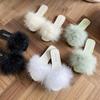 Mules Slippers Women Fashion Square Toe Furry Flat Shoes Office Ladies Slides Flats Green White Pink Ytmtloy Zapatillas Mujer