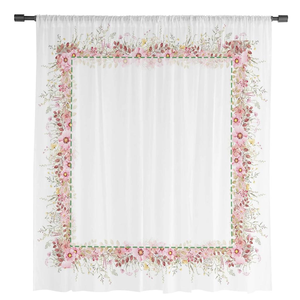 Весенний цветок эвкалипта лист растения прозрачные шторы для гостиной спальни детская комната тюлевые занавески для окон